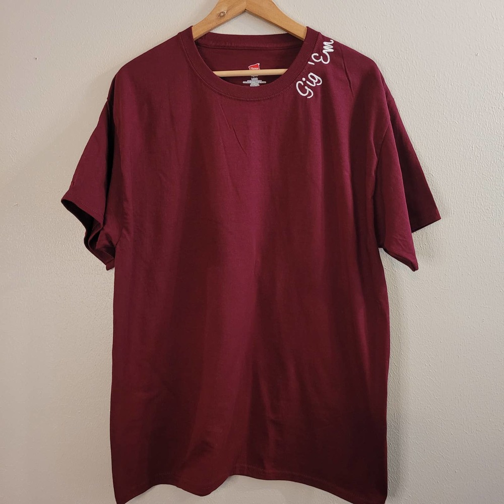Texas A&‎ M "Gig 'Em" Collegiate Embroidered Cotton Short Sleeve T-Shirt Large